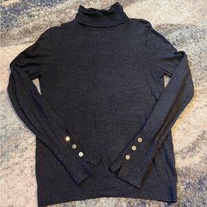 Zara Turtleneck Sweater, size medium. Grey sweater with gold buttons